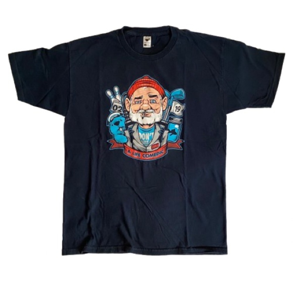 Tee Fury Navy Graphic Tee of Bill Murray - Short Sleeve, Men’s L, 100% Cotton